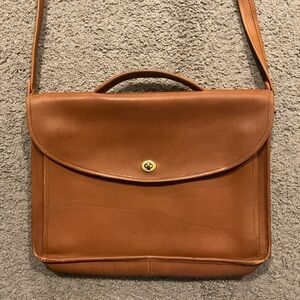 Vintage Laura USA Large Brown Leather Messenger Laptop Shoulder Bag Purse Unisex